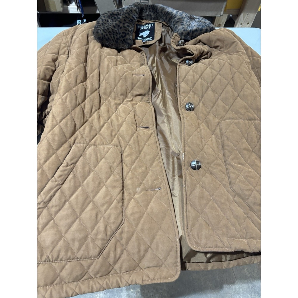Bromley Sport Thermoloft Women's Faux Fur Tan Coat Jacket Sz L